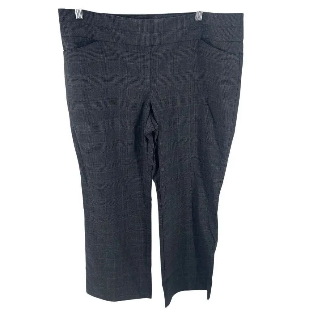 Ann Taylor LOFT Women's Original Plaid Straight Leg Dress Pants Gray Size 14